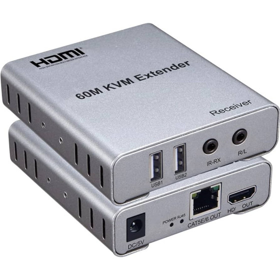 60M USB KVM HDMI Extender | with 1080P R/L Audio by Ethernet Cable
